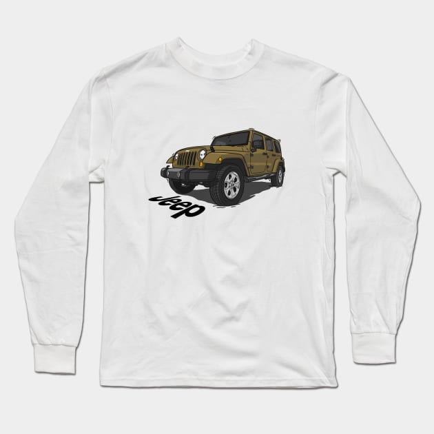 Jeep Wrangler - Peanut Long Sleeve T-Shirt by 4x4 Sketch